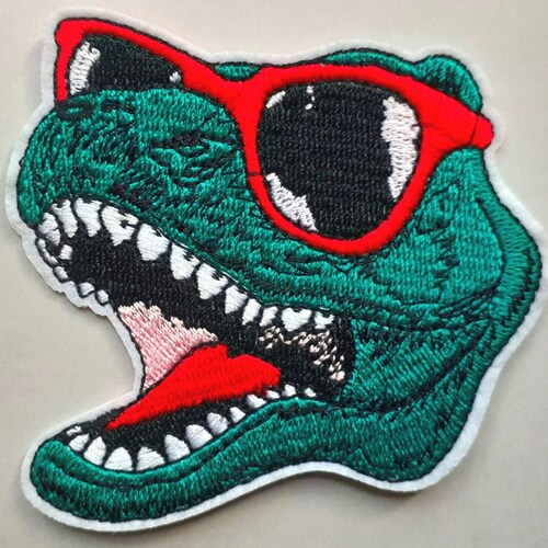 Dinosaur Wearing Sunglasses Ironon Patch T Rex Tyrannosaurus Etsy