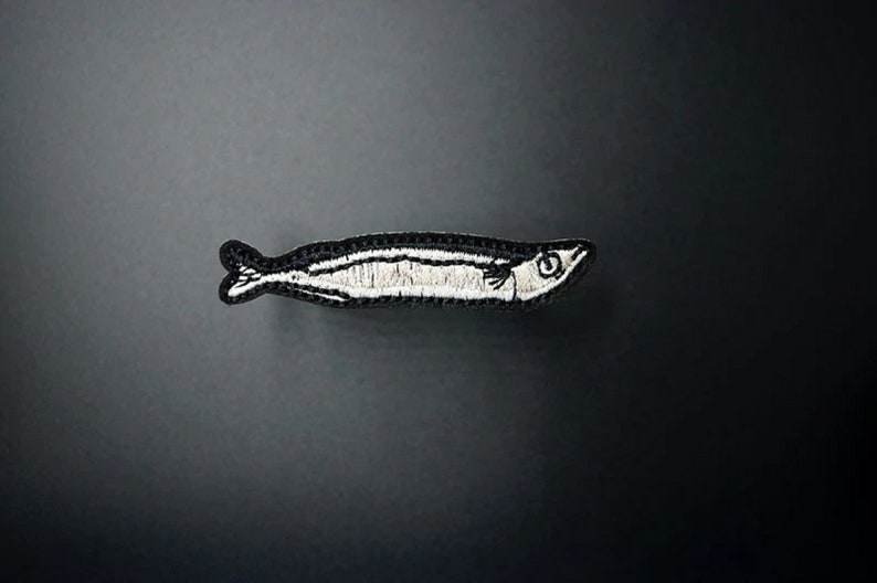 Sardine Iron-On Patch Fish Anchovy Anchovies Herring Pilchard Smelt Sprat Can