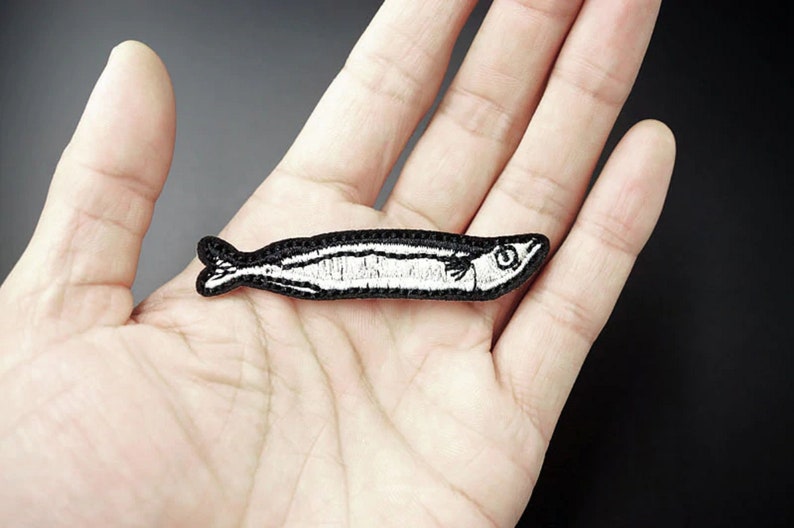 Sardine Iron-On Patch Fish Anchovy Anchovies Herring Pilchard Smelt Sprat Can