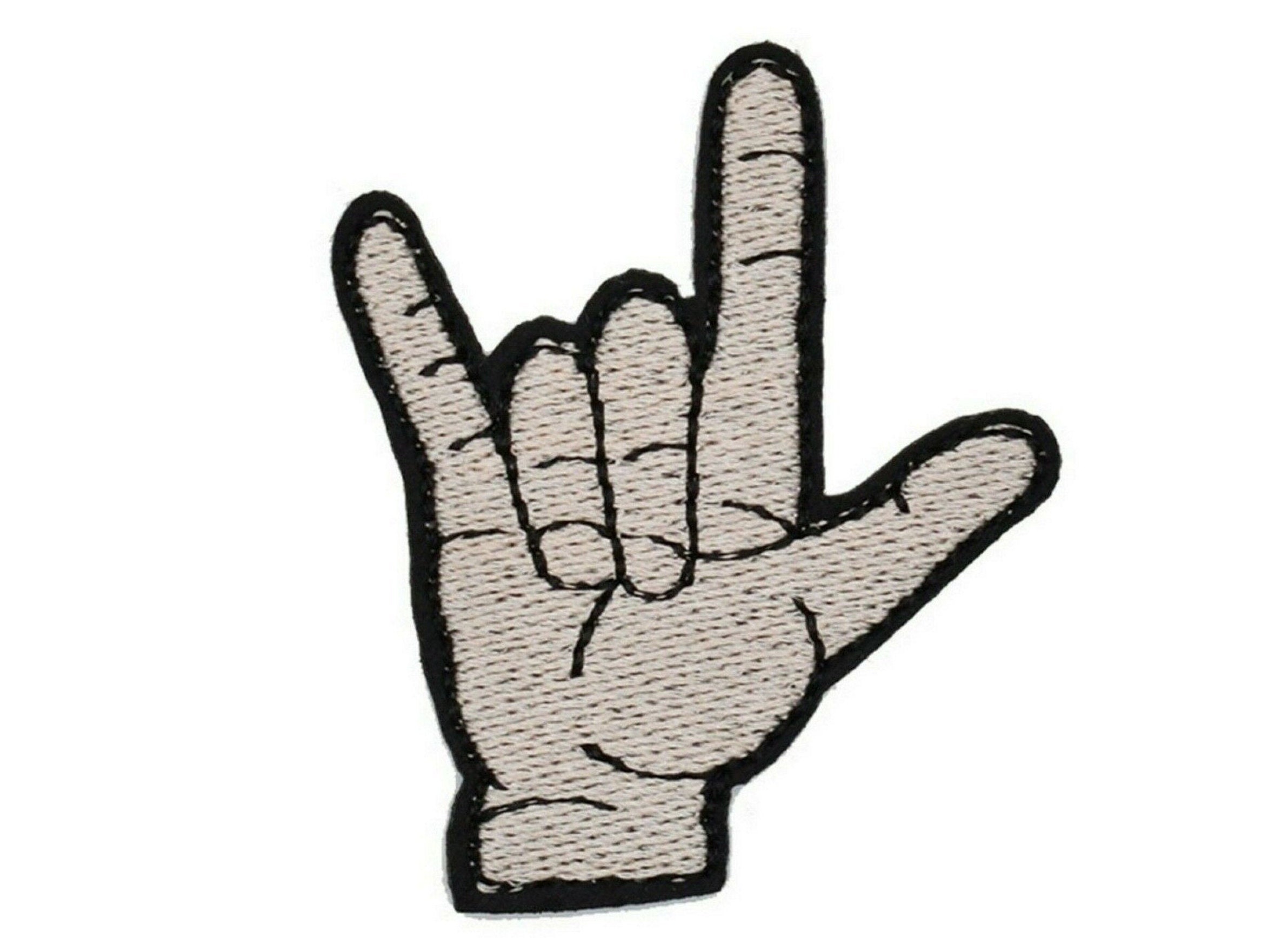 I Love You Iron On Patch Hand Sign Language Gesture Symbol Etsy