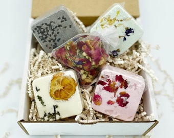 Aromatherapy Essential Oil Organic Dried Botanical Shower Steamer/Fizzy Gift Set of 5, Home Spa, Self Care, Stress Relief, Free Mash Bags