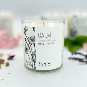 Aroma Vegan Soy Wax Essential Oil Candle, 'Calm', Floral Herbal Scent, 10 OZ, Anniversary, Birthday, Mother's Day Gift