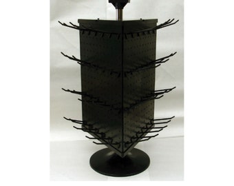 A 3 Sided Black Plastic Counter Top Peg Board Spinner Rack Display with Hooks #ctd72black