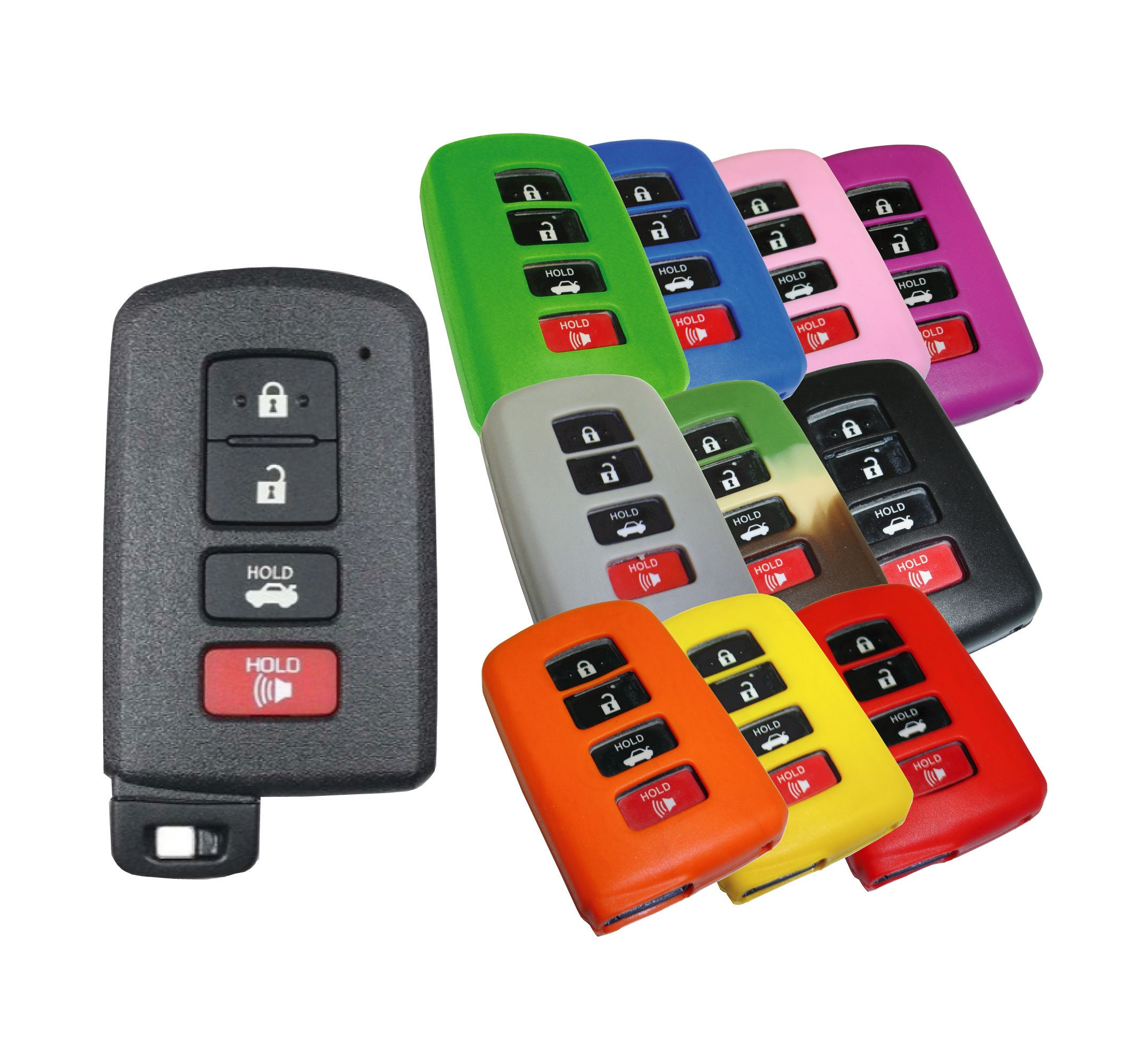 Universal Silicone Remote Key Fob Case Cover – Black – For Toyota Corolla Camry Highlander