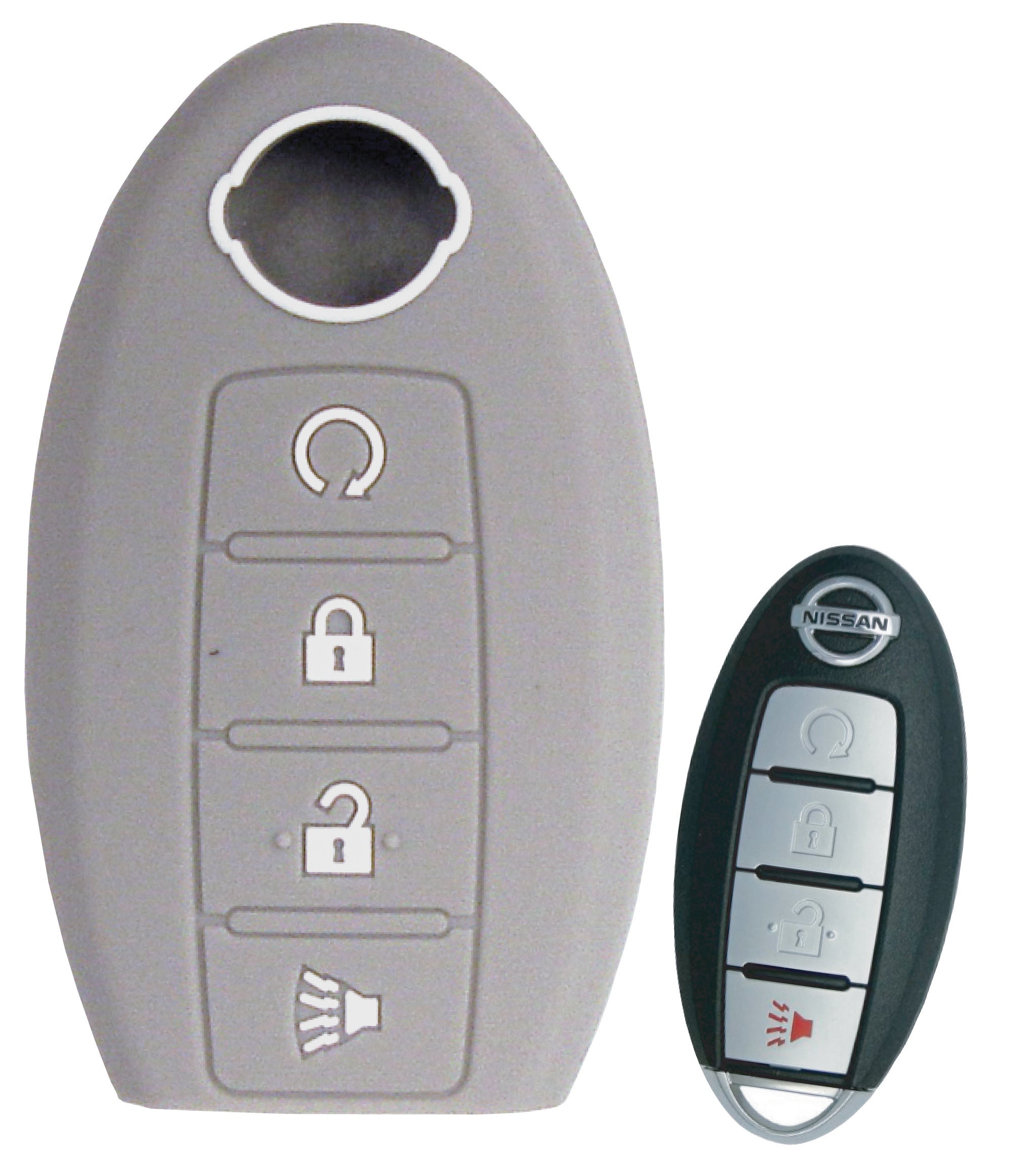 Ontto Guscio Portachiavi Auto In TPU E Pelle Per Nissan 4 Pulsanti – Compatibile Con Murano, Juke, Qashqai, Leaf E Altri, Blu