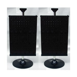 Two - 2 Sided Plastic Black Counter Top Peg Board Spinner Rack Displays with Hooks #ctd48black