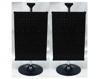 Qty two - 2 Sided Black Plastic Countertop Pegboard Spinner Vendor Display Rack w/Hooks #ctd48black