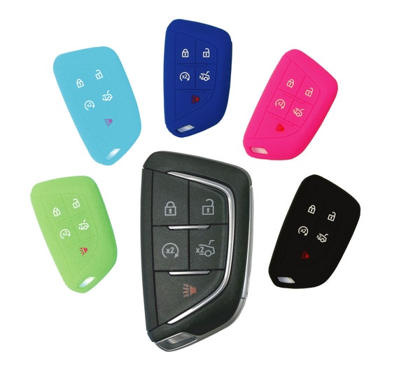 2-Pack Silicone Key Fob Cover For 2014-2019 Cadillac CTS - Black Protective Skin