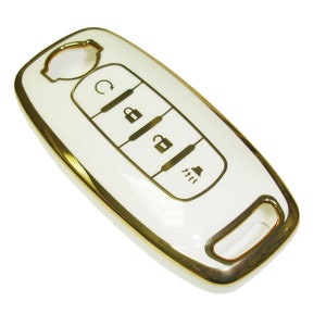 TPU Plastic Keyless Entry Key Fob Remote White Gold Cover Fits Nissan Kicks and Rogue 2023 2024 2025