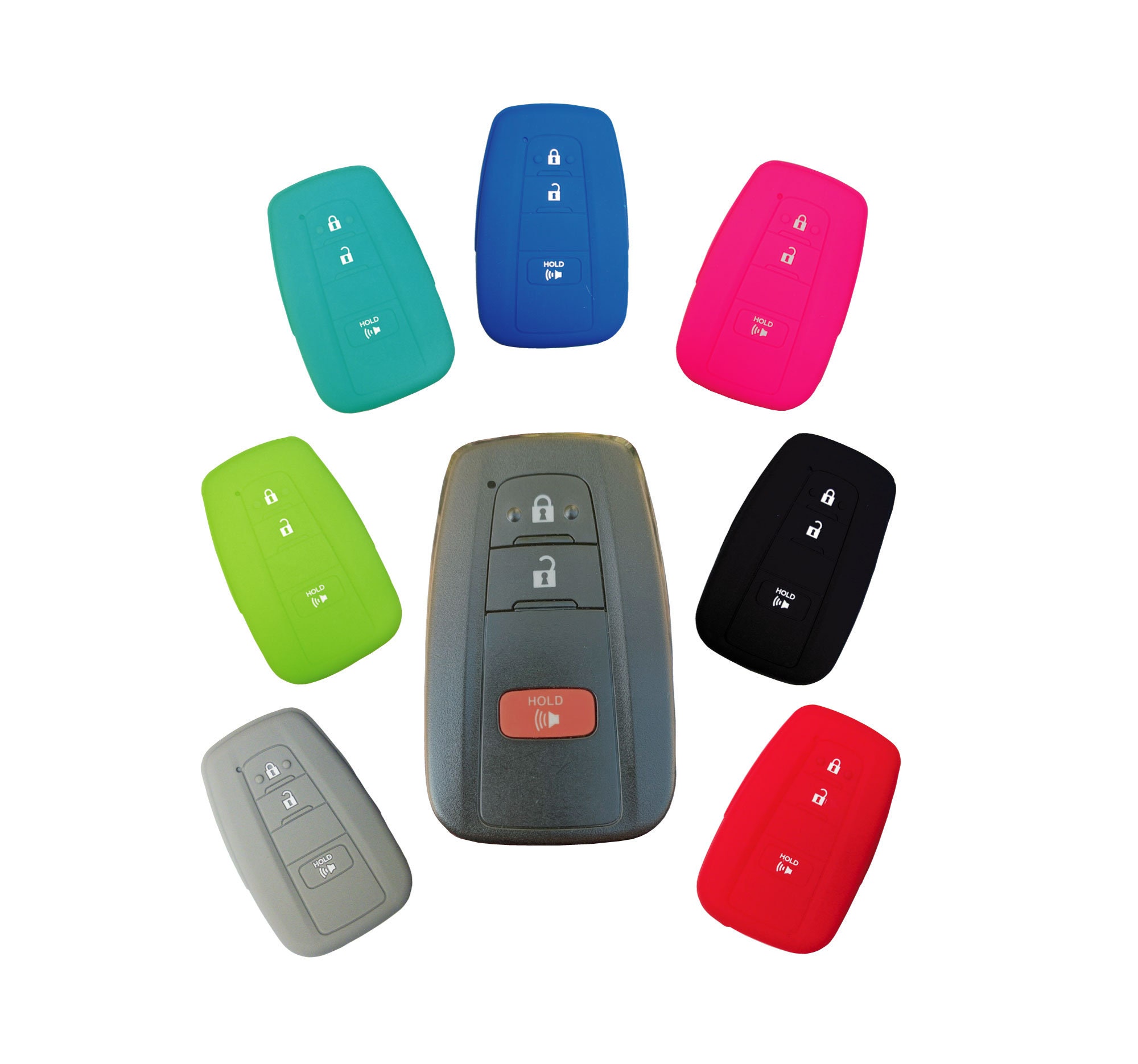 Silver Soft TPU Key Fob Cover Case Remote Jacket Shell Glove For 2018 2019 2020 2021 Toyota Camry RAV4 Avalon C-HR Prius Corolla 3/4 Buttons Remote Control HYQ14FBC Price In UAE | Amazon UAE