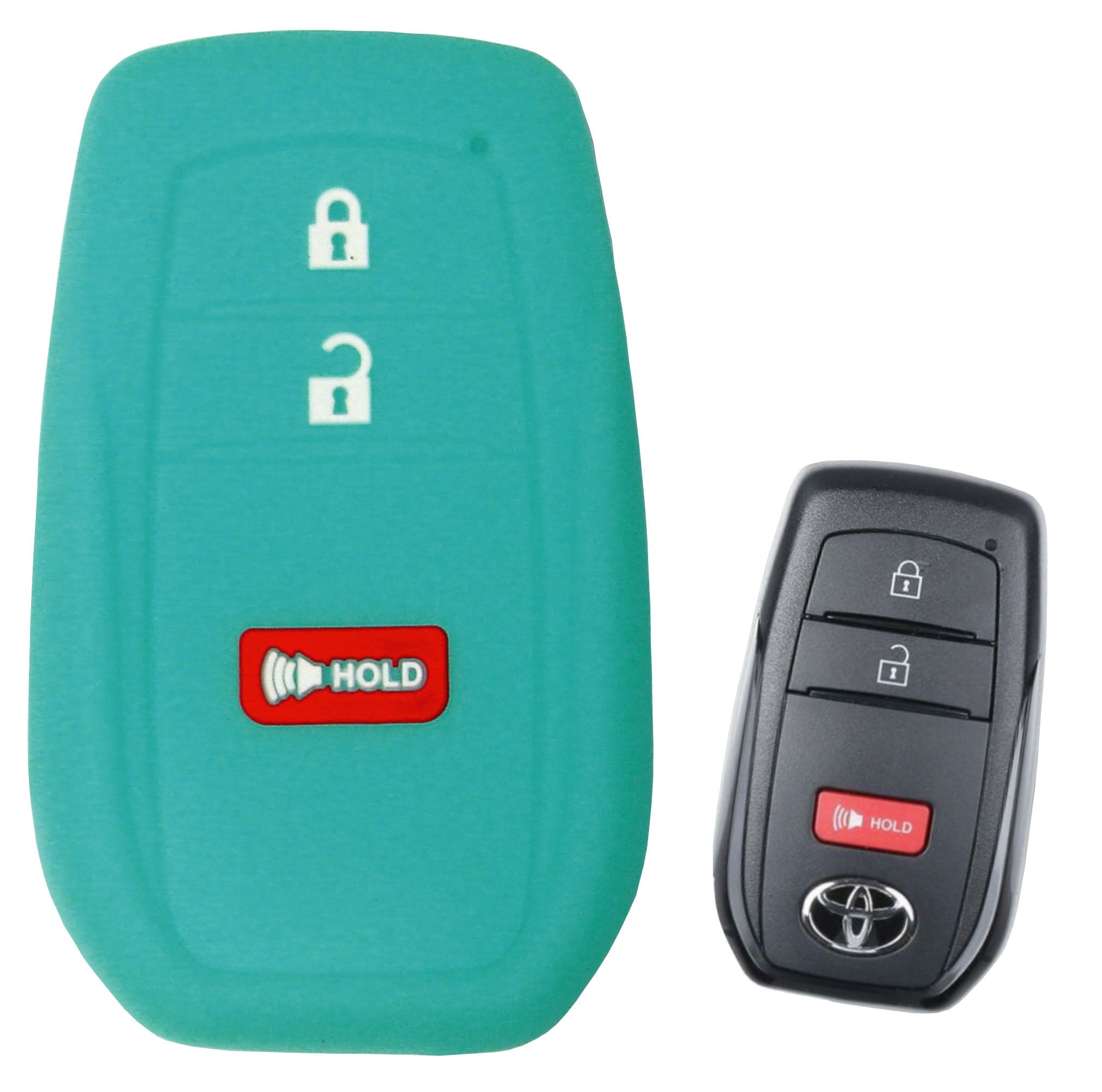 For Toyota Key Fob Cover, 3 Buttons Soft TPU Key Fob Case For 2022-2025 Toyota 4runner Prius Corolla Cross Hatchback Tundra Sequoia LE XLE Car Key Cover With Bling Keychain (Black - Foto 7