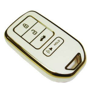 TPU Plastic Keyless Entry Key Fob Remote White Gold Cover Fits Honda Accord Civic Pilot CRV Insight
