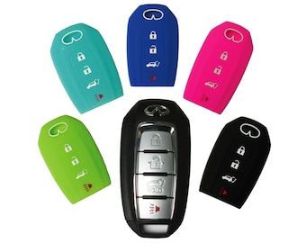 RUNZUIE Silicone Keyless Entry Remote Key Fob Cover Protector Compatible with 2019 2020 Infiniti Qx50 QX60 Black with Blue 5 Buttons RUNZUIE Silicone Keyless Entry Remote Key Fob Cover Protector Compatible with 2019 2020 Infiniti Qx50 QX60 Black with Blue 5 Buttons