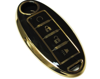 Nissan TPU Plastic Keyless Entry Key Fob Remote Black Gold Cover For Altima Rogue Murano Maxima Sentra Titan Versa Kicks
