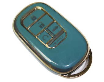 Coque en plastique TPU pour porte-clés d'entrée sans clé, bleu ardoise avec garnitures dorées, pour Honda Accord Civic Pilot CRV HRV 2023 2024 2025 2026