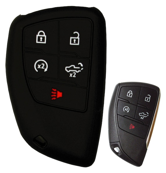 Silicone Rubber Key Fob Cover Compatible With 2025 2022 Chevy Chevrolet Silverado 1500 Gmc Sierra 1500 2025 2024 Silverado Sierra 2500hd 3500hd 2pcs Black Blue Key Chain