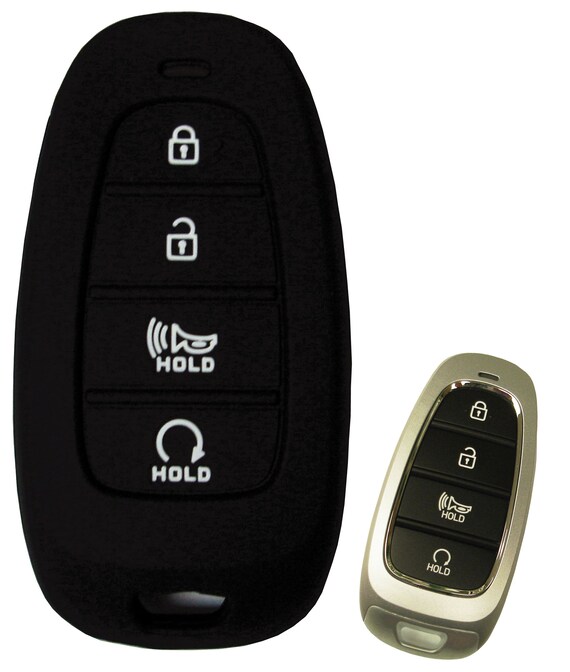 Sleek Black Key Fob Cover Skin For 2015-2018 Hyundai Santa Fe – Durable Protection, Easy Install