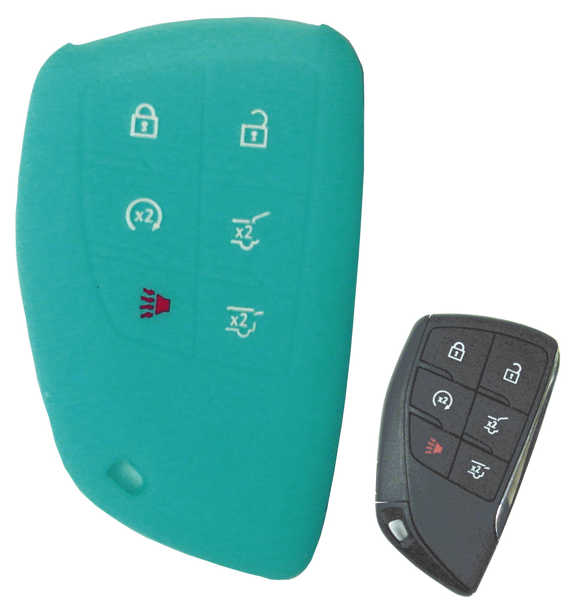 2Pcs Coolbestda Silicone Smart Key Fob Cover Case Remote Skin Keyless Jacket Holder Protector for 2015 2016 Chevrolet Suburban Tahoe GMC Yukon 6