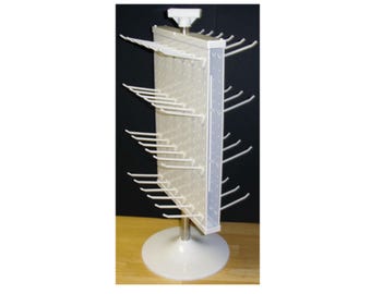 A 2 Sided White Plastic Countertop Pegboard Spinner Vendor Display Rack w/Hooks #ctd48white