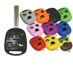 May include: A set of 10 colorful silicone key covers for car key fobs. The covers are in various colors, including red, orange, yellow, green, blue, purple, pink, gray, black, and camouflage. The covers are designed to protect the key fob from scratches and wear.