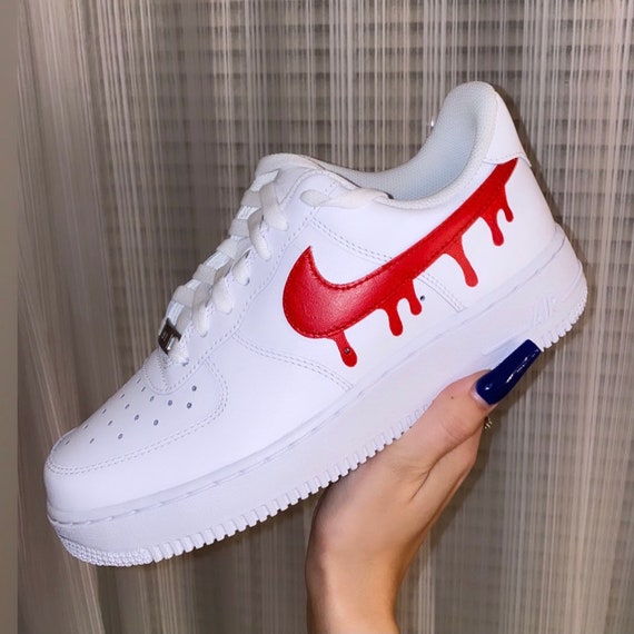 Mens Red Drip Nike Air Force 1s | Etsy