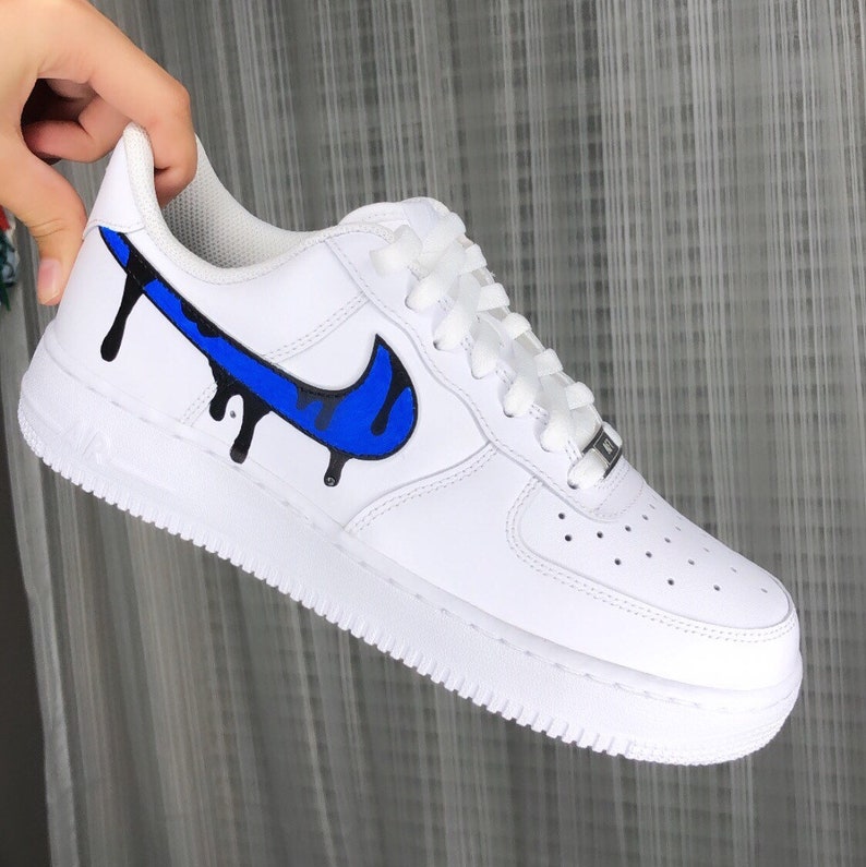 Nike Air Force 1 Femme Custom Femme Custom Nike Air Force 1 avec Neon Swoosh et Drip | Etsy