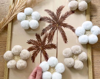 Flower decor  | Pom Pom Wall Flowers  | Kidsroom decor | girls room decor |  | kids wall art | kids styling | Wall pops | Nursery Decor