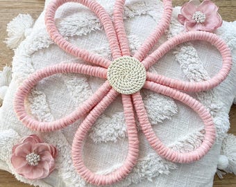 Flower Wall Hanging, Girls Decor , Ballet Pink Wildflower, kids Wall Hanging, Nursery Decor , Newborn Gift