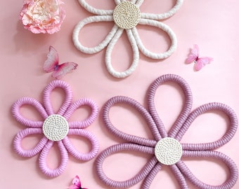 Wildflower Wall Hanging Trio: Flower Wall Decor ,Nursery Decor , Girls Room Decor , Nursery Wall Hanging, Kids Bedroom ,Baby Room , Playroom