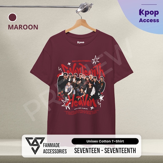 Unisex Seventeen T-shirt Heavy Cotton Boyband Seventeenth Tee Kpop