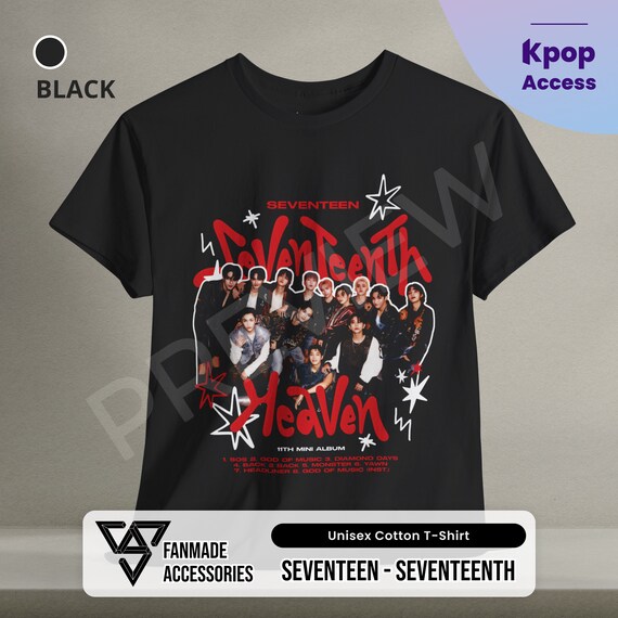 Unisex Seventeen T-shirt Heavy Cotton Boyband Seventeenth Tee Kpop