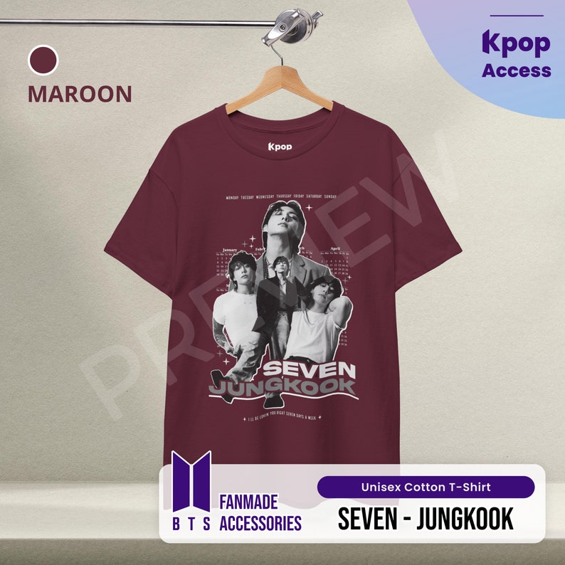 Jungkook Seven T-Shirt: BTS Army Fanmade Merch Maroon