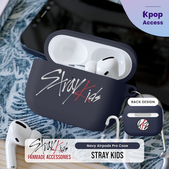 Stray Kids AirPodsケース：Kポップファングッズ、ネイビーまたは