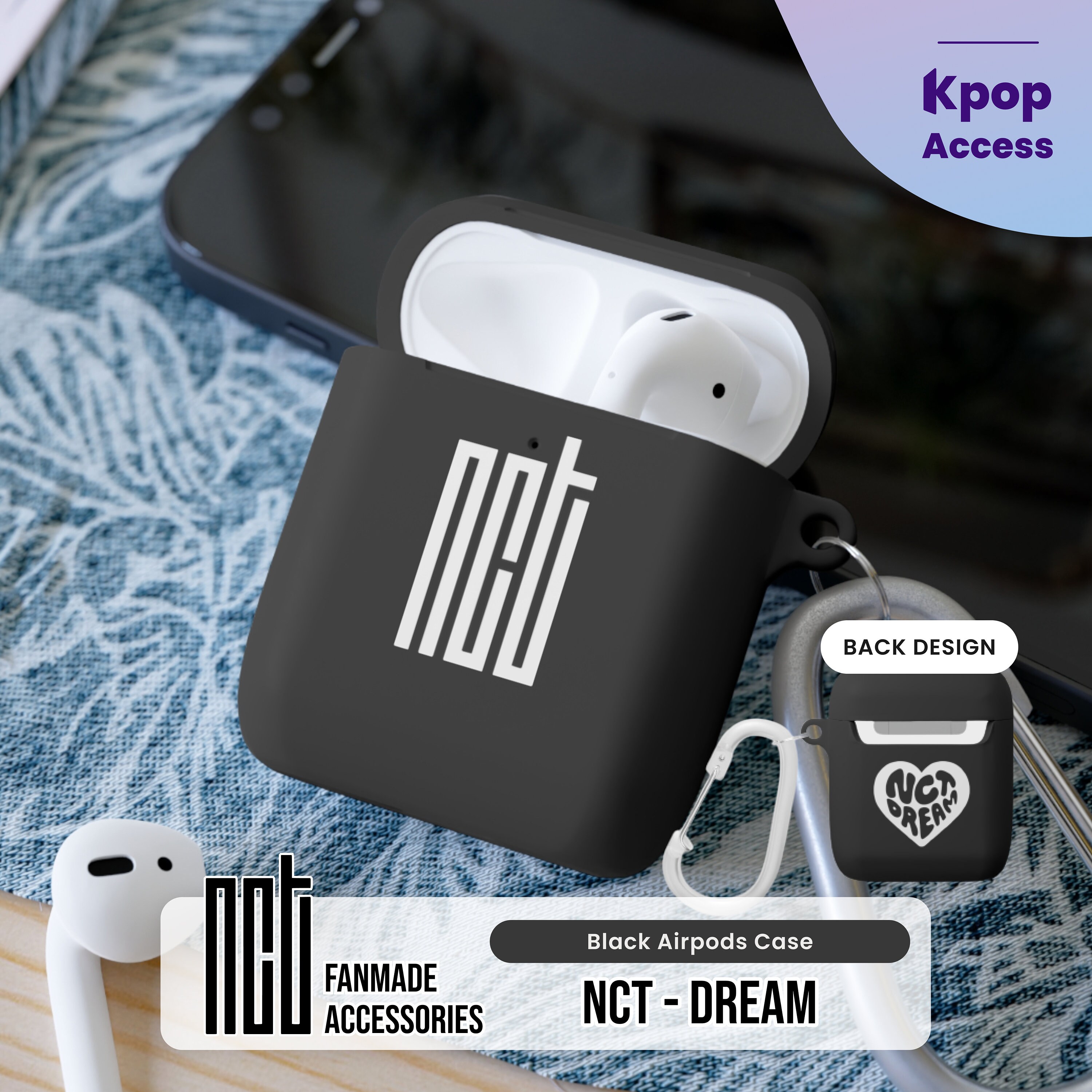 NCT Dream Airpods Case: Kpop Fanmade TPU Cover With Carabiner