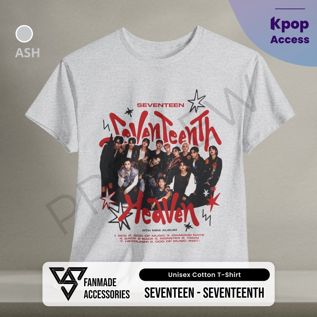 Unisex Seventeen T-shirt Heavy Cotton Boyband Seventeenth Tee Kpop