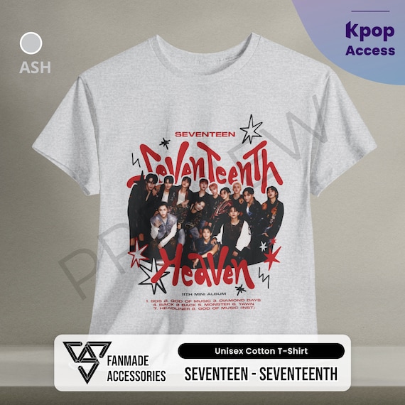 Unisex Seventeen T-shirt Heavy Cotton Boyband Seventeenth Tee Kpop