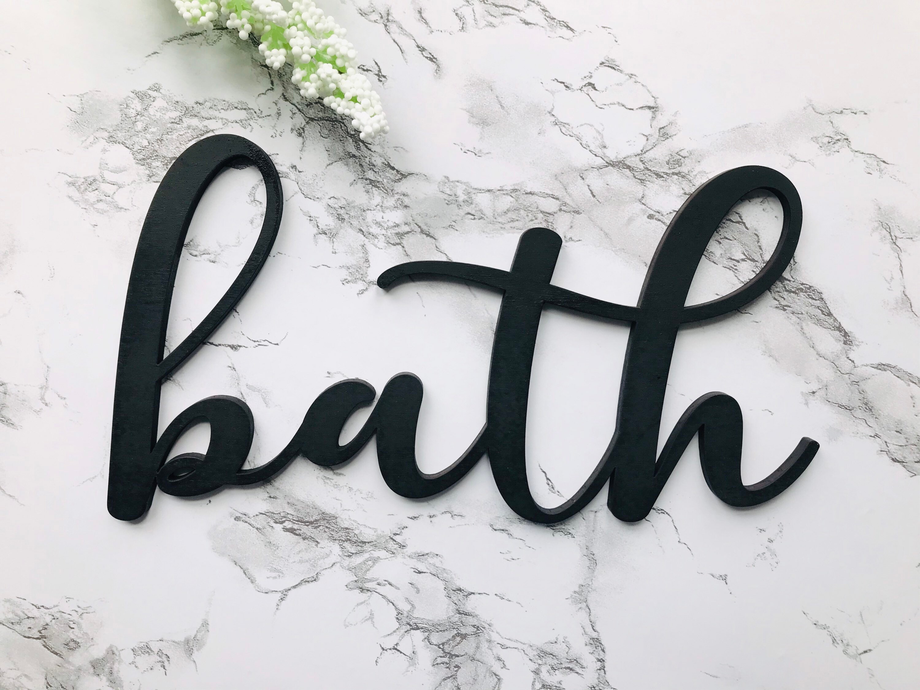 Bath Sign Bathroom Wall Decor Bath Word Cutout Wood Bath Etsy