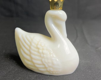 Vintage Avon White Swan with Cold Crown - Perfume Decanter - Avon Elusive - Empty