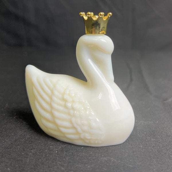 Vintage Avon White Swan with Cold Crown - Perfume Decanter - Avon Elusive - Empty