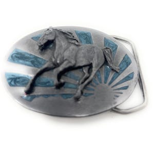 Vintage 1986 US Tribute to the Horse Belt Buckle by Siskiyou  display picture 2