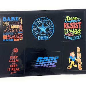 Vintage D.A.R.E Sticker Sheet - 6 Stickers Per Sheet - Sale is for 1 Sheet - Vintage DARE