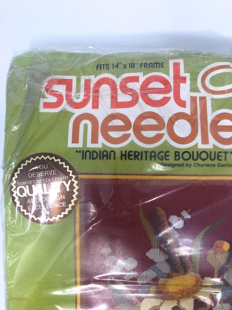 Sunset Needle Point Kit Indian Heritage Bouquet Fits Frame 14 x 18