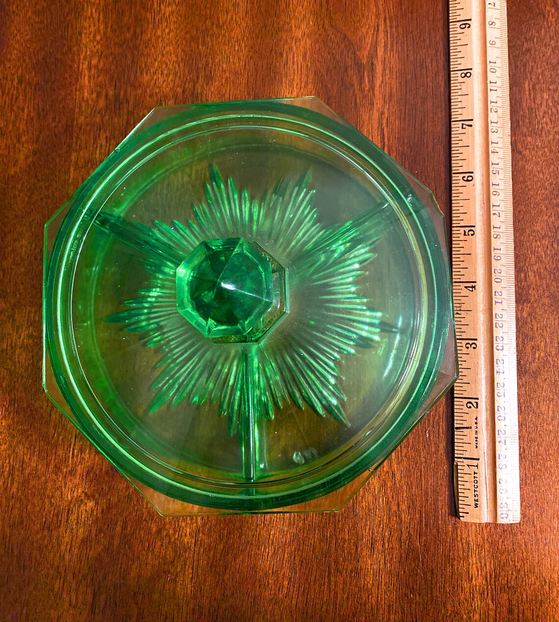 Antique Uranium Glass Divided Dish With Lid Condiments / Etsy