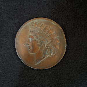 Antique Souvenir Large Lucky Penny Denver Colorado 2 3/4&quot; 1920s