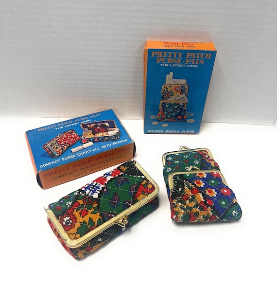 Vintage Patchwork Compact Purse Catch All & Coin … - image 1