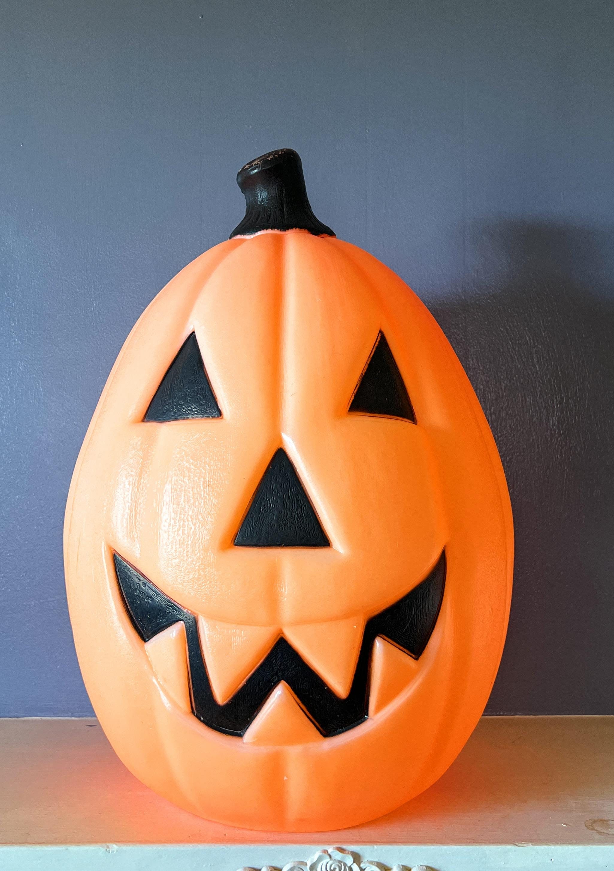 Vintage Jack-O-Lantern Pumpkin Blow Mold - NO LIGHT - Vintage Halloween Decor - Some Paint Chips and Sun Bleaching - Approx. 22"