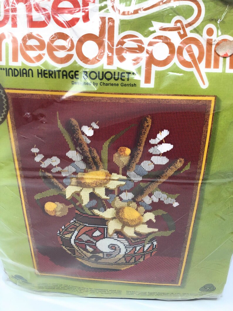 Sunset Needle Point Kit Indian Heritage Bouquet Fits Frame 14 x 18