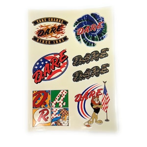 Vintage D.A.R.E Sticker Sheet - 6 Stickers Per Sheet - Sale is for 1 Sheet - Vintage DARE