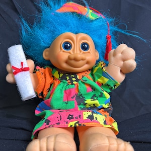 Russ Graduate Psychedelic Troll - Approx. 11&quot; - Plush Troll Doll