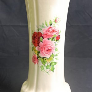 Vintage Vase - 1990s Signed - Roses / Victorian Style Rose Vase - Ceramic - Approx. 9" Tall